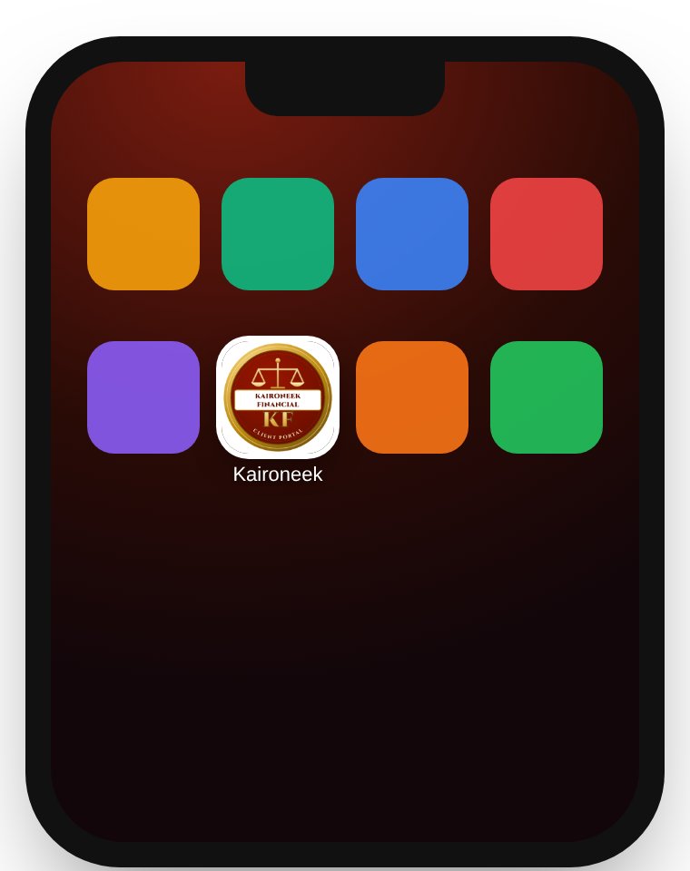 A phone home screen showing the Kaironeek app icon